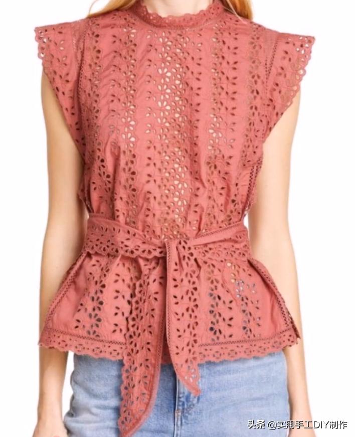 时尚原创设计蕾丝上衣,设计师款棉麻蕾丝上衣夏