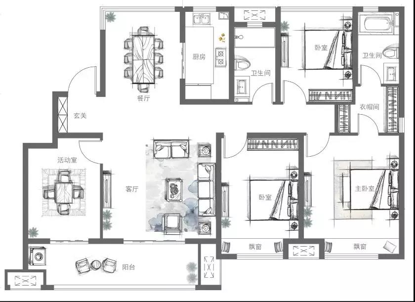 中梁印江南116平装修设计,中梁印江南120平西边户