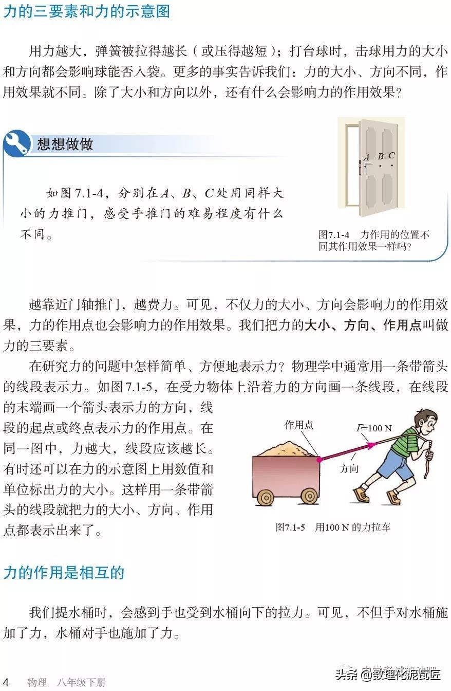 寒假八年级物理预习教辅,人教版八年级下册物理预习笔记
