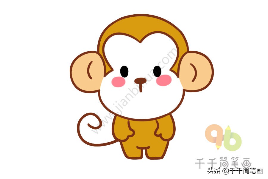 小猴子拿着桃子怎么画简笔画,幼儿园小猴子简笔画图片大全