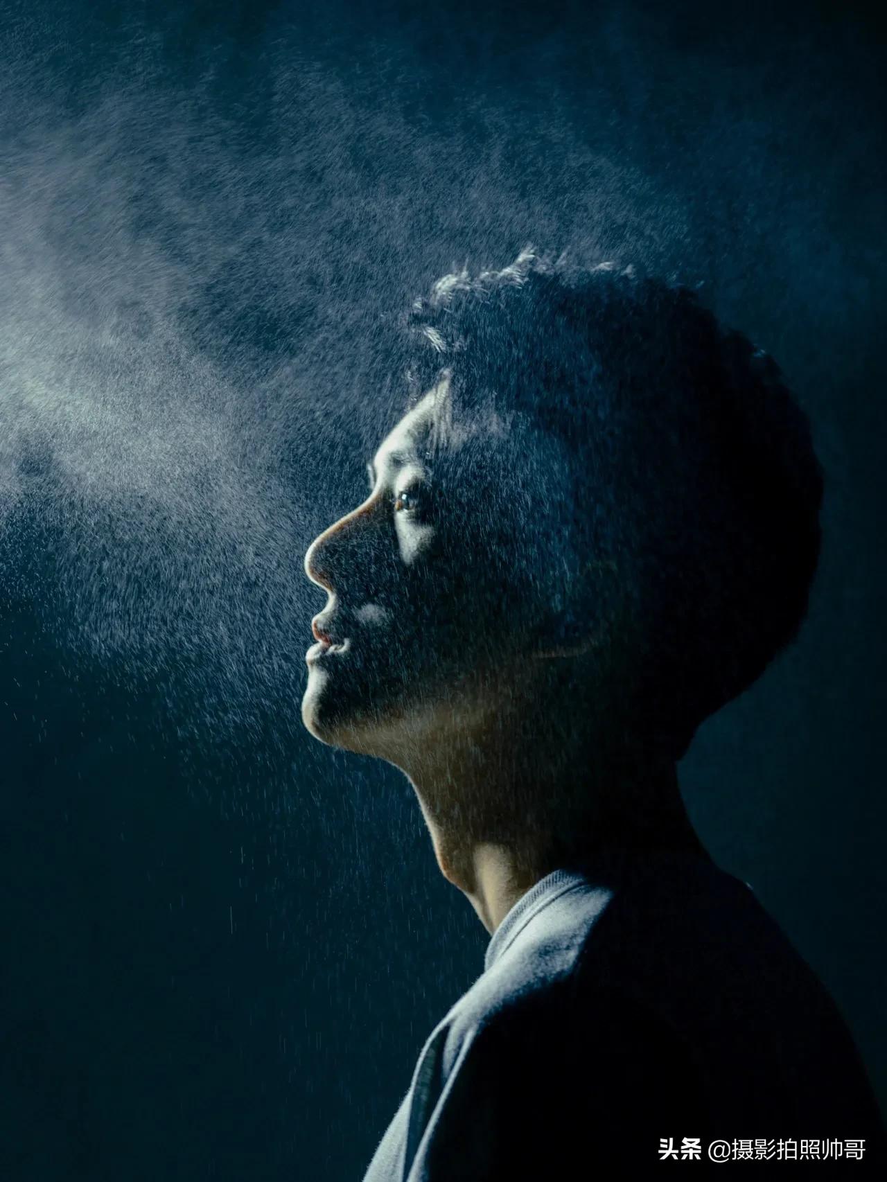 日系写真男作品,蓝色系写真男可爱