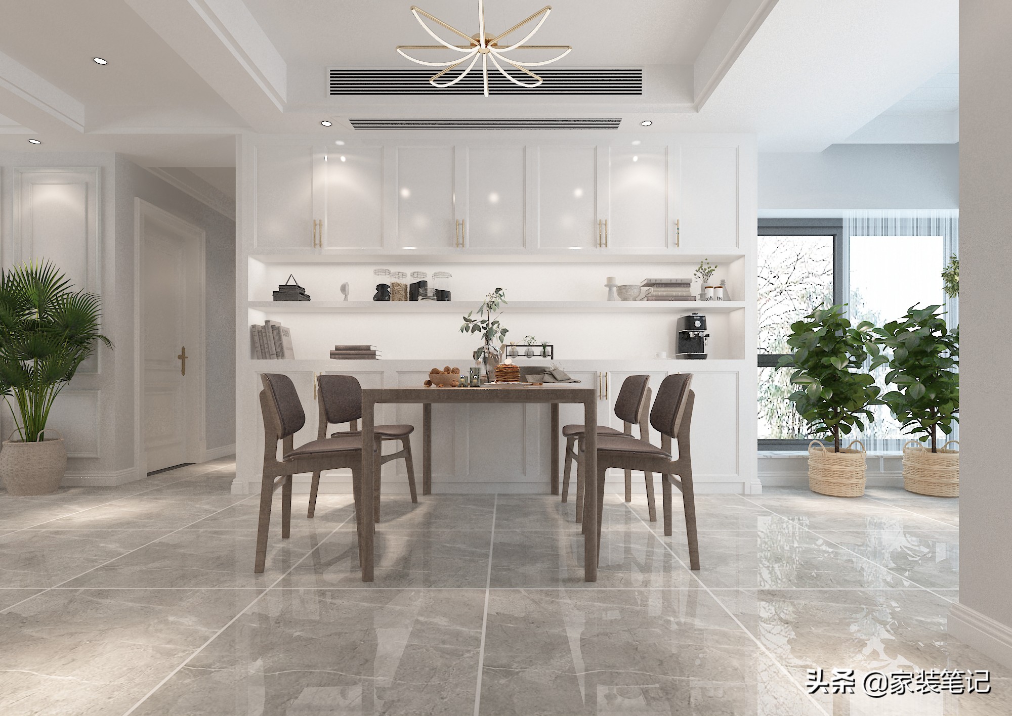 全屋只做石膏线的装修效果,发现一家装修很有氛围感的店铺