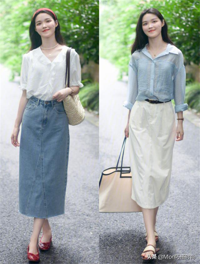 夏天高腰裙遮肚子高级感,高腰包臀修身裙显瘦搭配