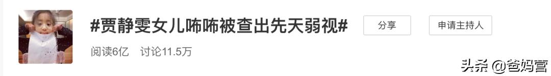 贾静雯孩子弱视,贾静雯女儿咘咘先天弱视是真的吗