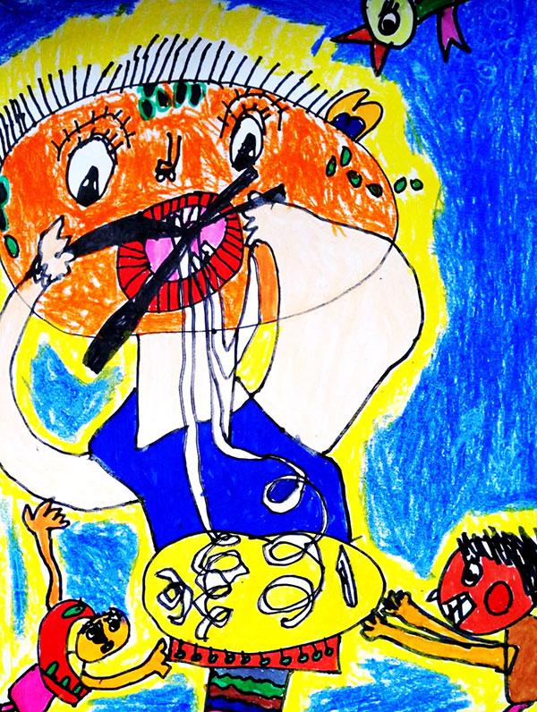 幸福小康美好童年主题儿童画,儿童画记录美好生活