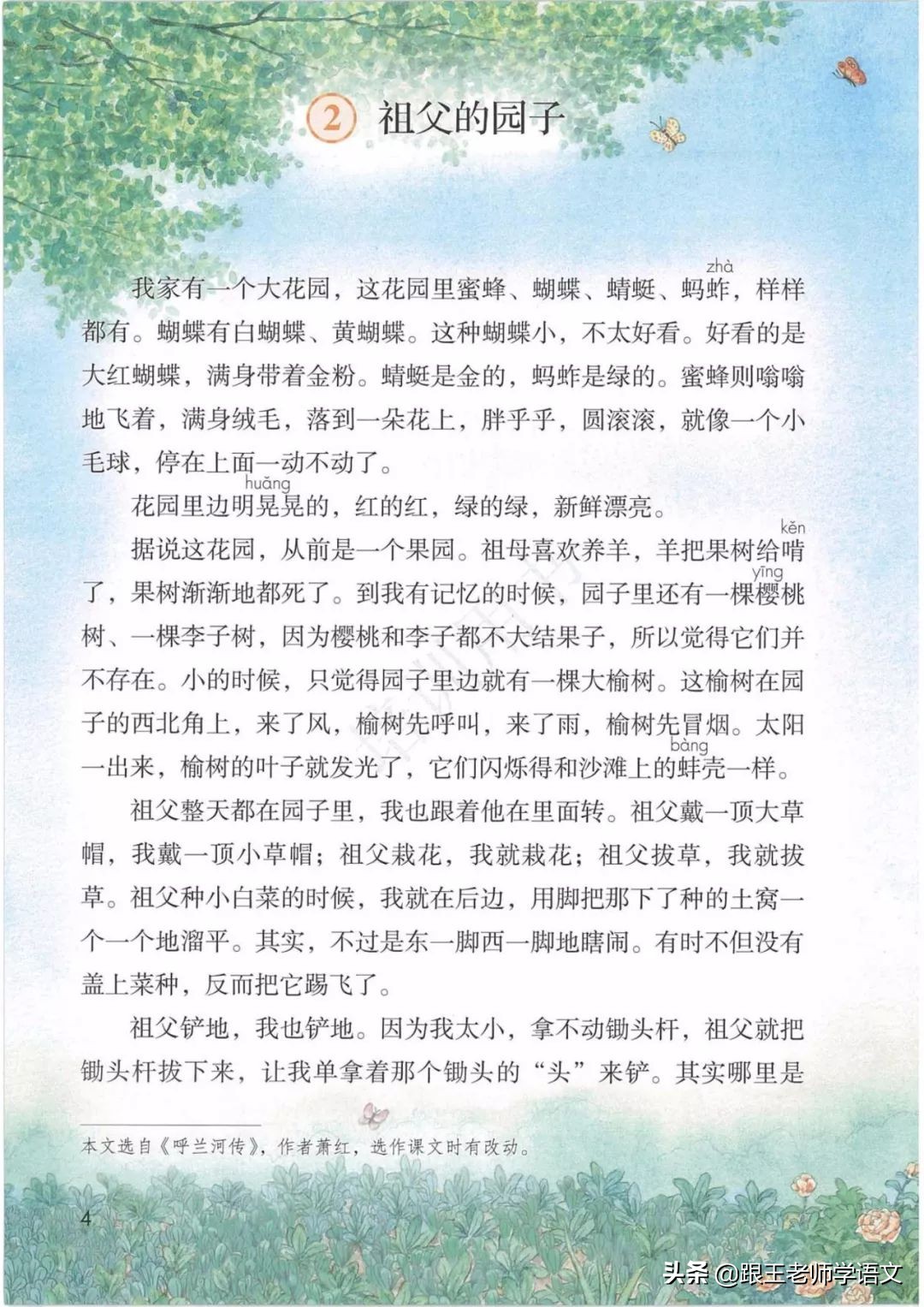 五下语文书祖父的园子预习笔记,五年级下册祖父的园子的好词好句