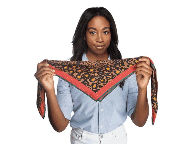 丝巾系法不包头,丝巾配无领衬衫系法