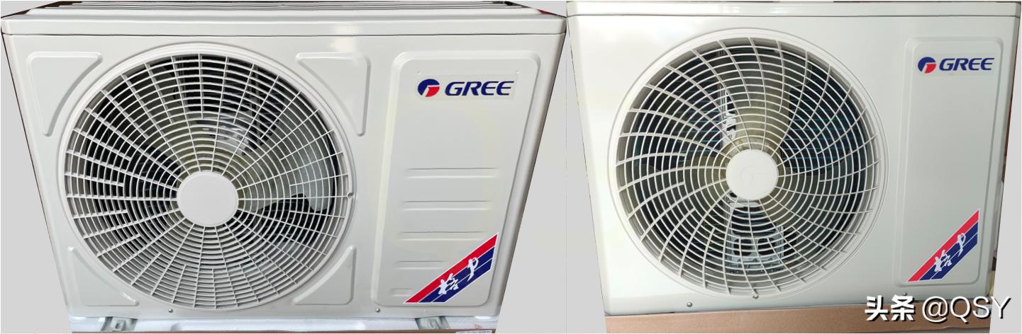 格力两代云锦Ⅱ1.5匹新一级空调对比拆机C形冷凝器没了