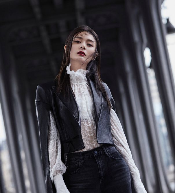 中式盘扣皮衣女刘雯,刘雯皮衣穿搭大合集
