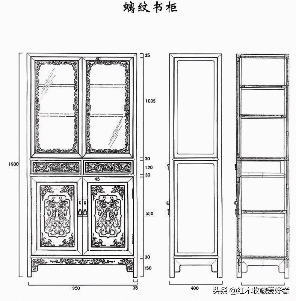 中国传统家具手绘三视图,古典家具设计图纸