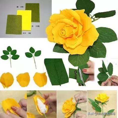 皱纹纸花作品玫瑰花,用皱纹纸做玫瑰花的纸花教程