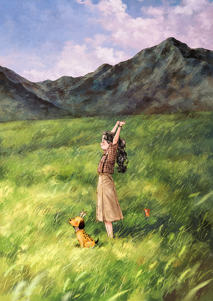 韩国插画师森林女孩日记图文,水彩插画森林女孩日记