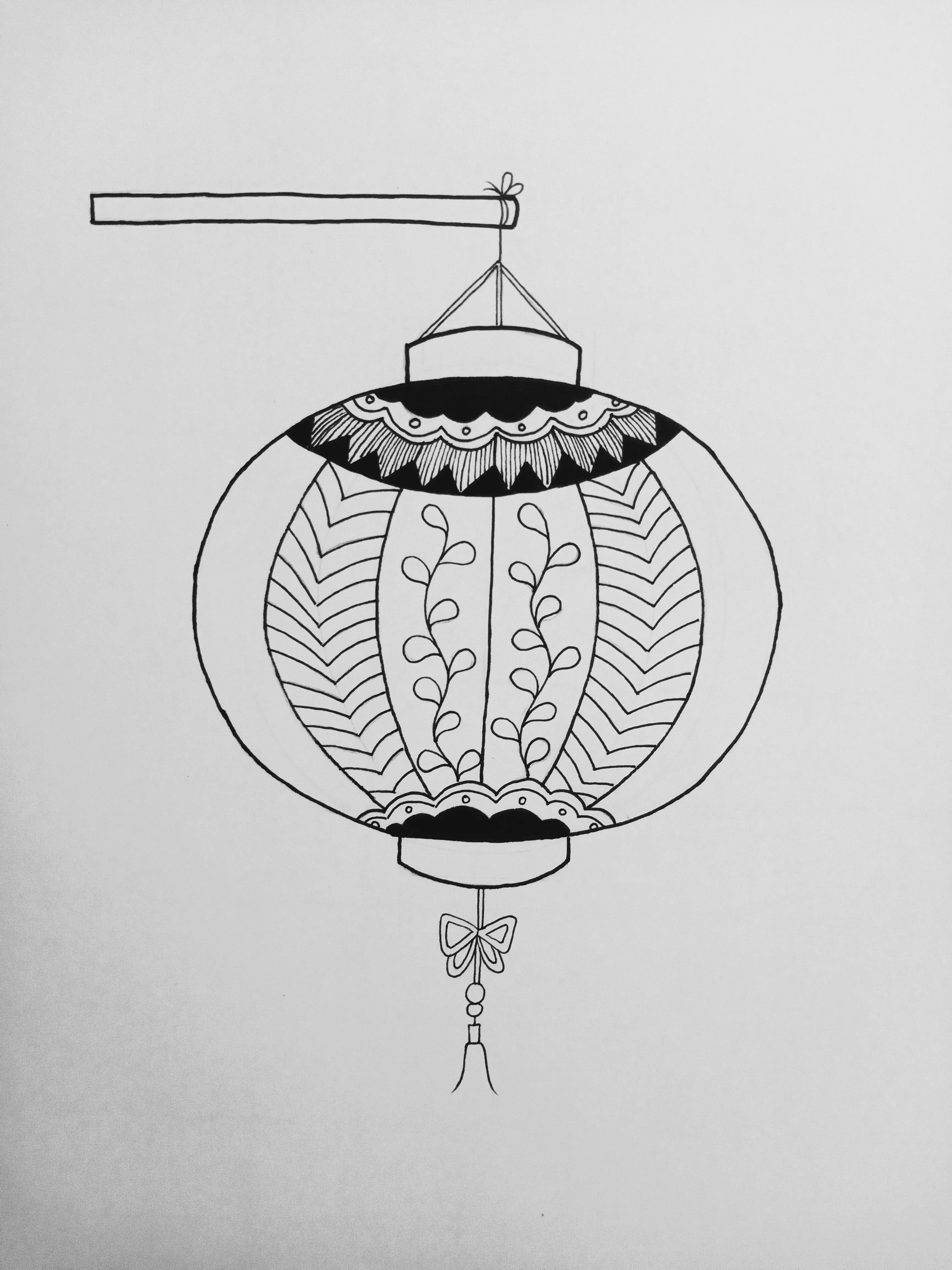 灯笼绘画教程,灯笼线描画教案