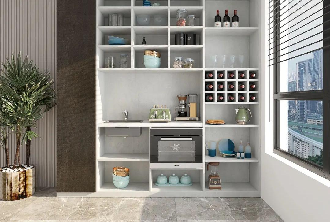 餐边柜加冰箱一体设计尺寸布局图,餐边柜进深尺寸30还是40合适