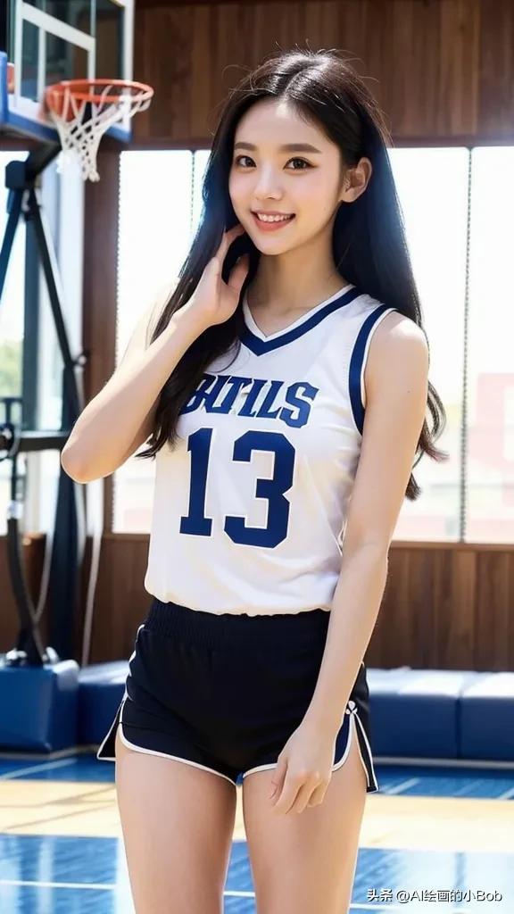 手中拿着篮球ai绘画,打篮球的男生和女生绘画教程