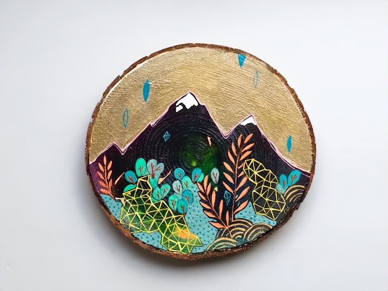 绘画风景中的山水,石头上画风景画简单