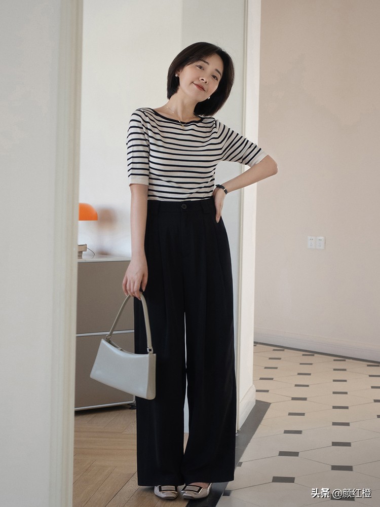 条纹针织衫街拍搭配,条纹针织衫怎么穿搭