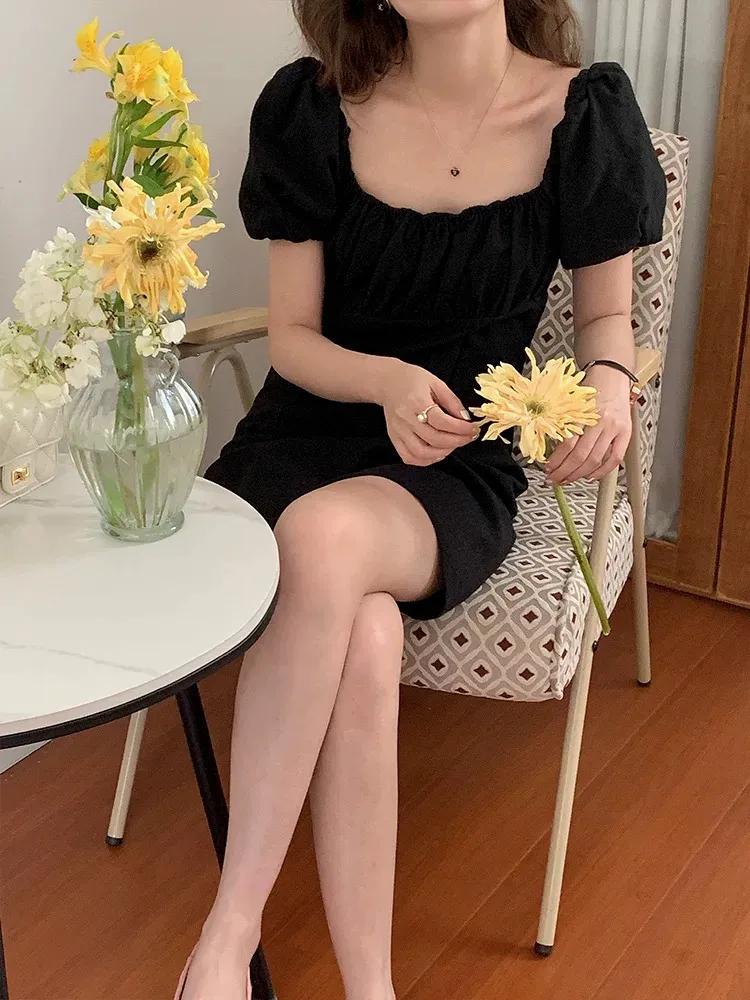 法式灯笼袖针织连衣裙秋冬高级感,灯笼袖连衣裙爆款2022新款