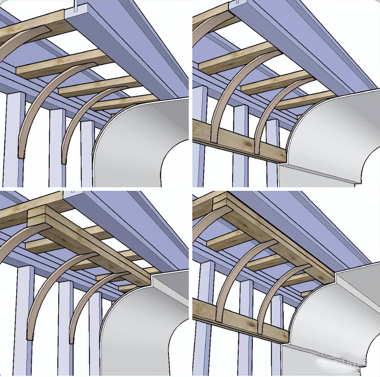 阳台包弧形吊顶施工图,弧形吊顶在施工图中怎么表示出来