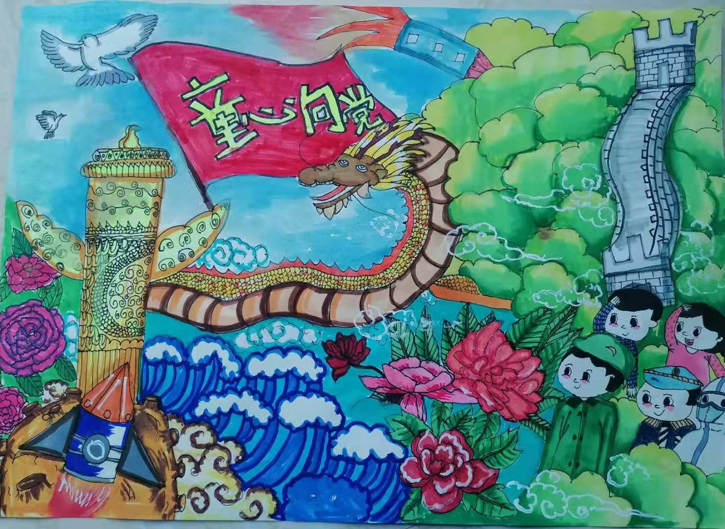 建党100周年绘画比赛桂林,建党100周年主题绘画青春同行