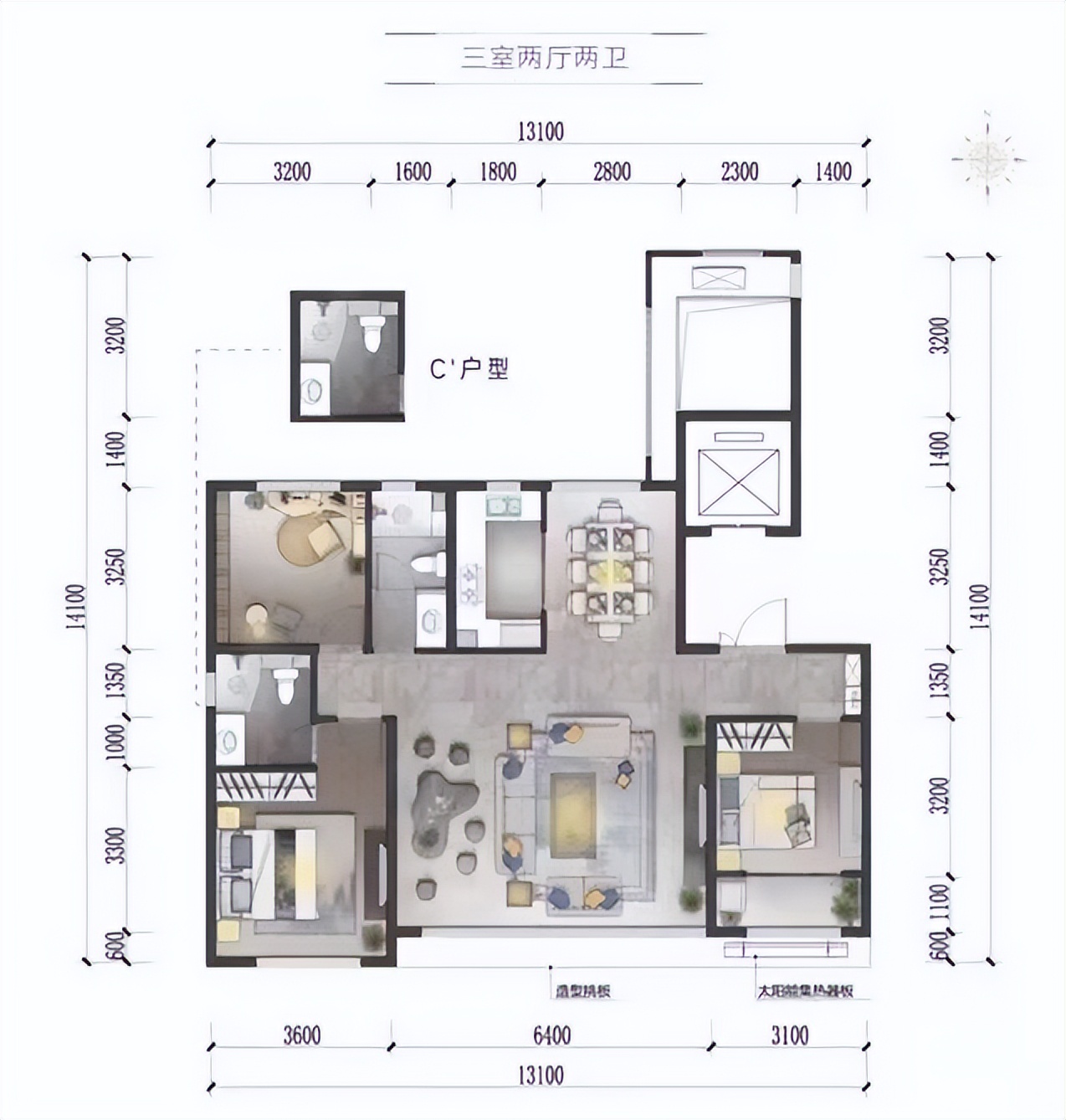 中新国际城127平装修效果图,中新国际城108户型装修