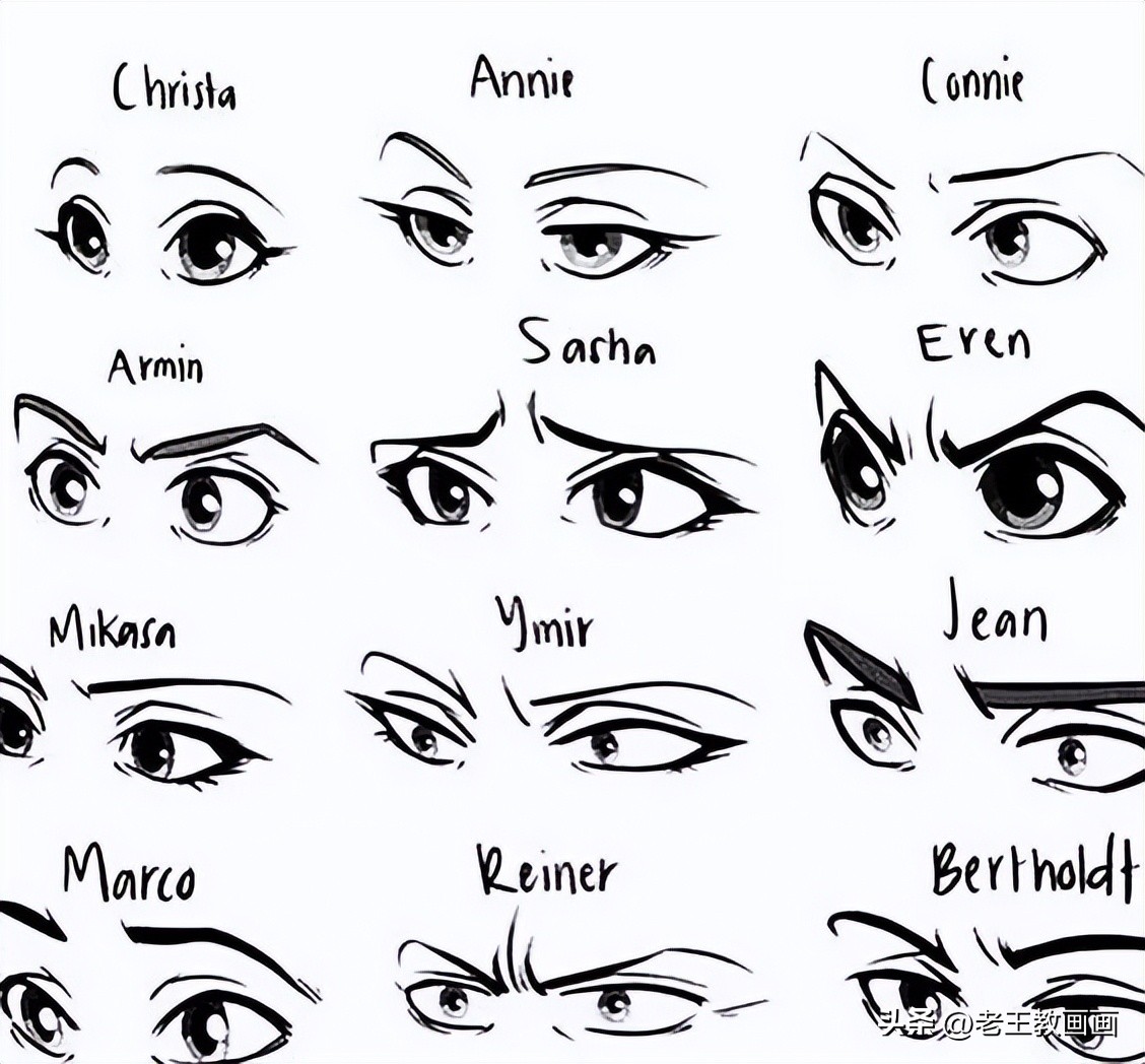 二次元漫画眼睛100种画法女,动漫人物女生眼睛画法各种表情