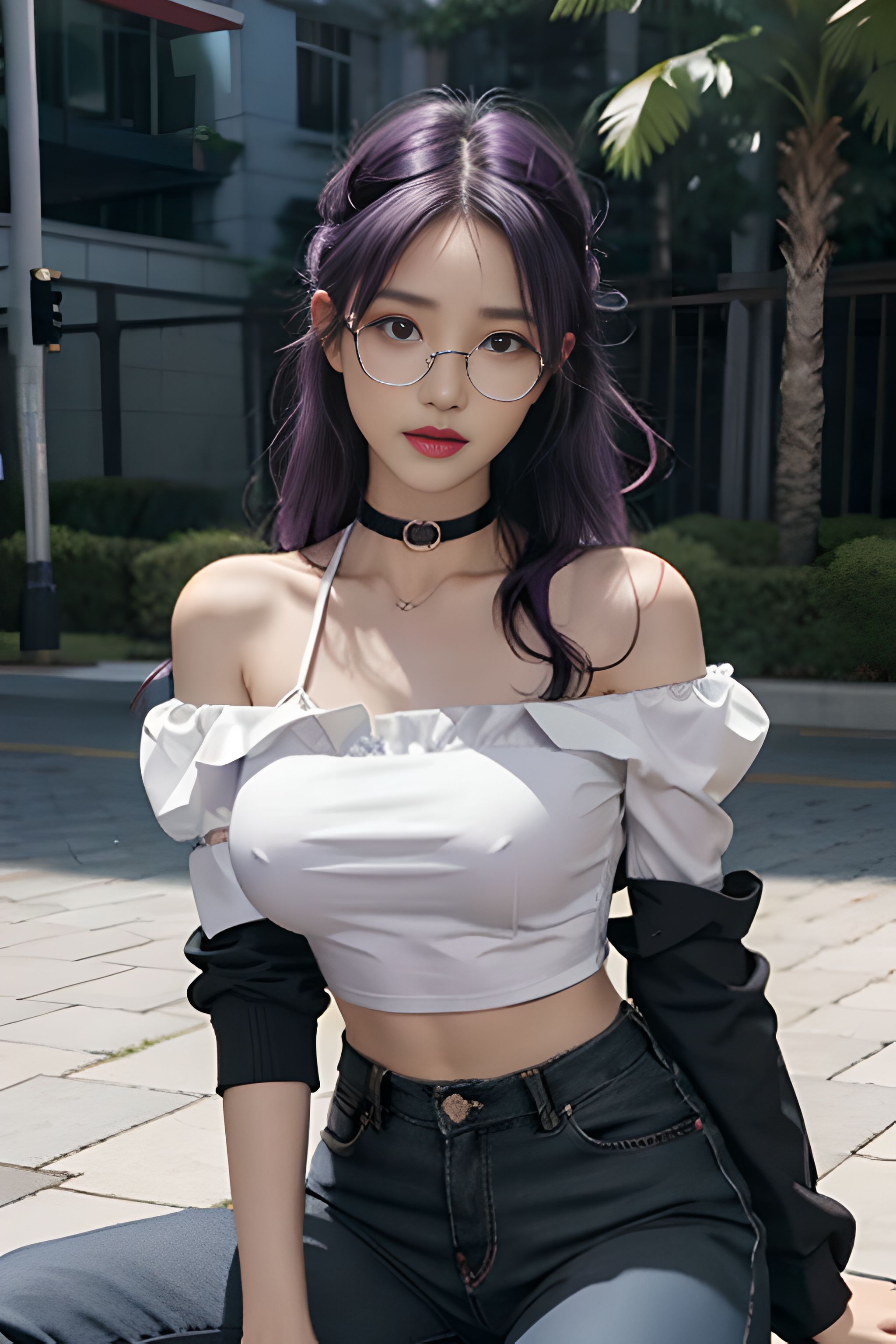 吊带上衣和紧身裤子拉丁舞服,黑色吊带背心蓝色紧身裤