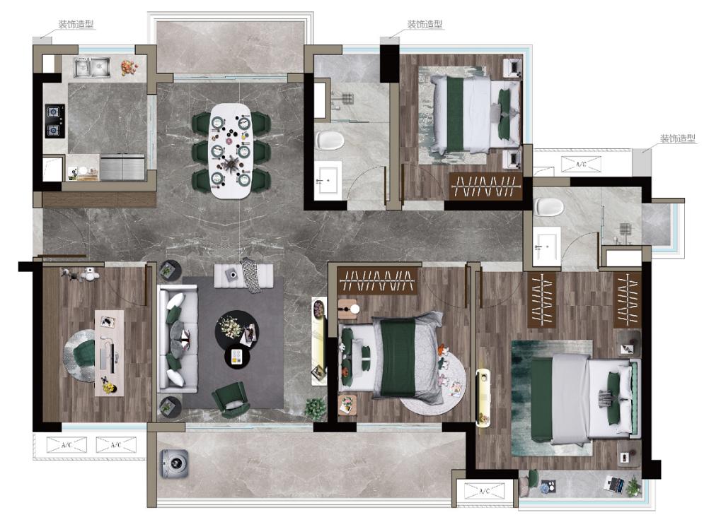顺德三龙湾保利江景大盘有内部特价97~131㎡三四房一线东平河景