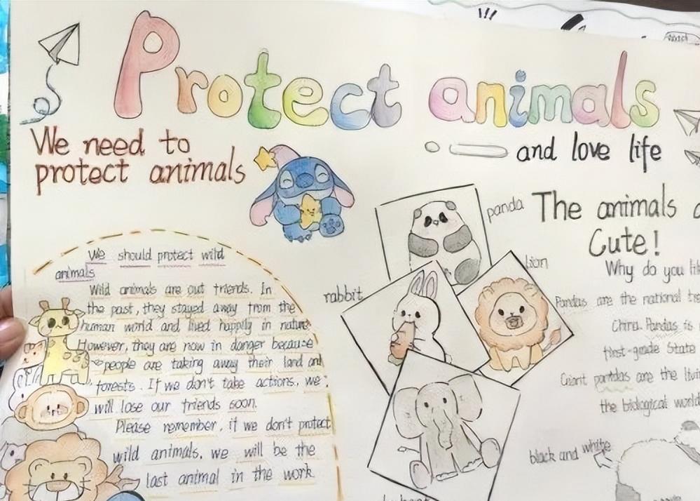 保护动物的英语手抄报六年级图文,英语保护动物手抄报六年级内容