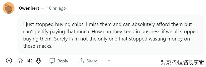 加拿大市民怒了！一年前$0.99的薯片，现在打折都要$2.5一包！