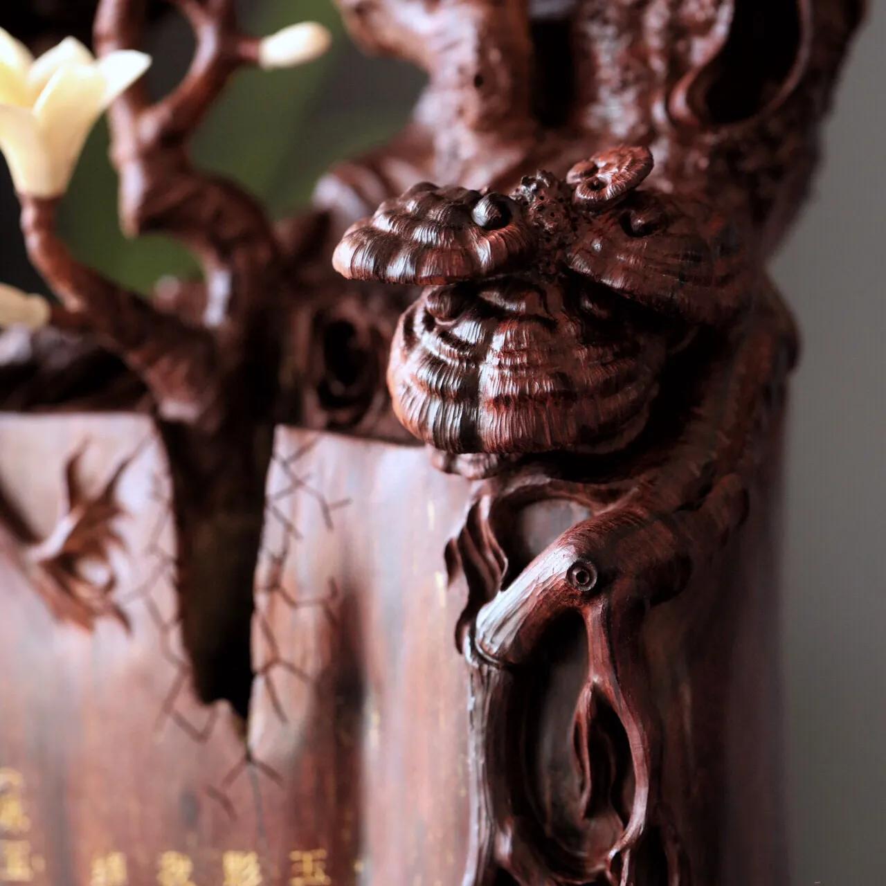 印度产小叶紫檀大象摆件,小叶紫檀镶嵌猛犸是怎么做到的