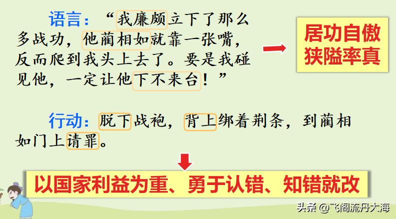 小学五年级上语文6课《将相和》课堂笔记、阅读题及练习题