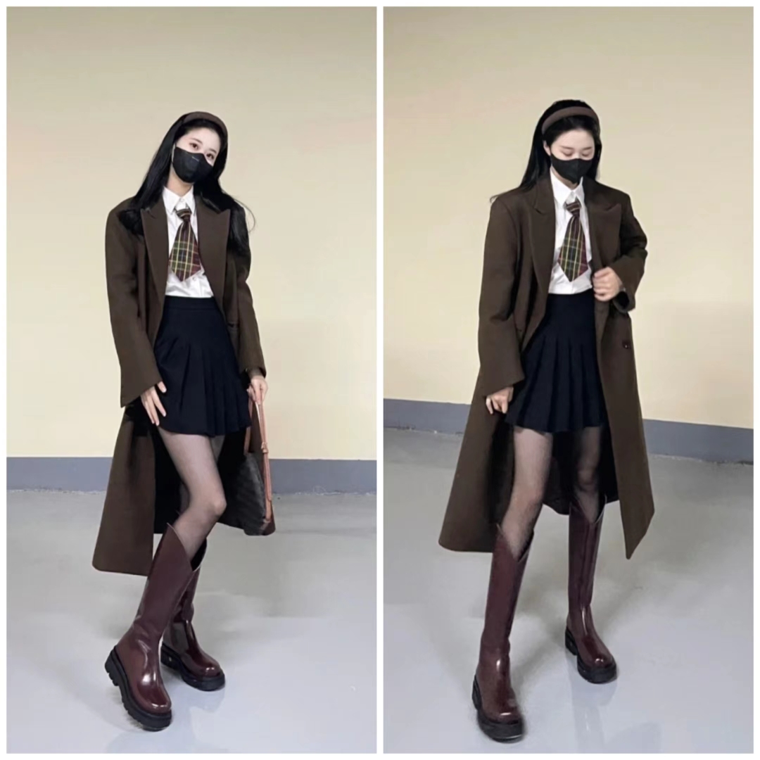 大衣搭长靴知性十足,大衣配阔腿裤让你气场翻倍