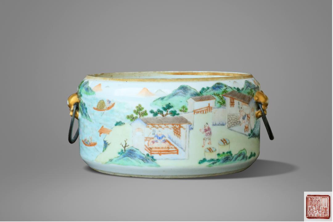 日本回流宋代官窑玄门瓶,老瓷器清霁蓝釉四方瓶