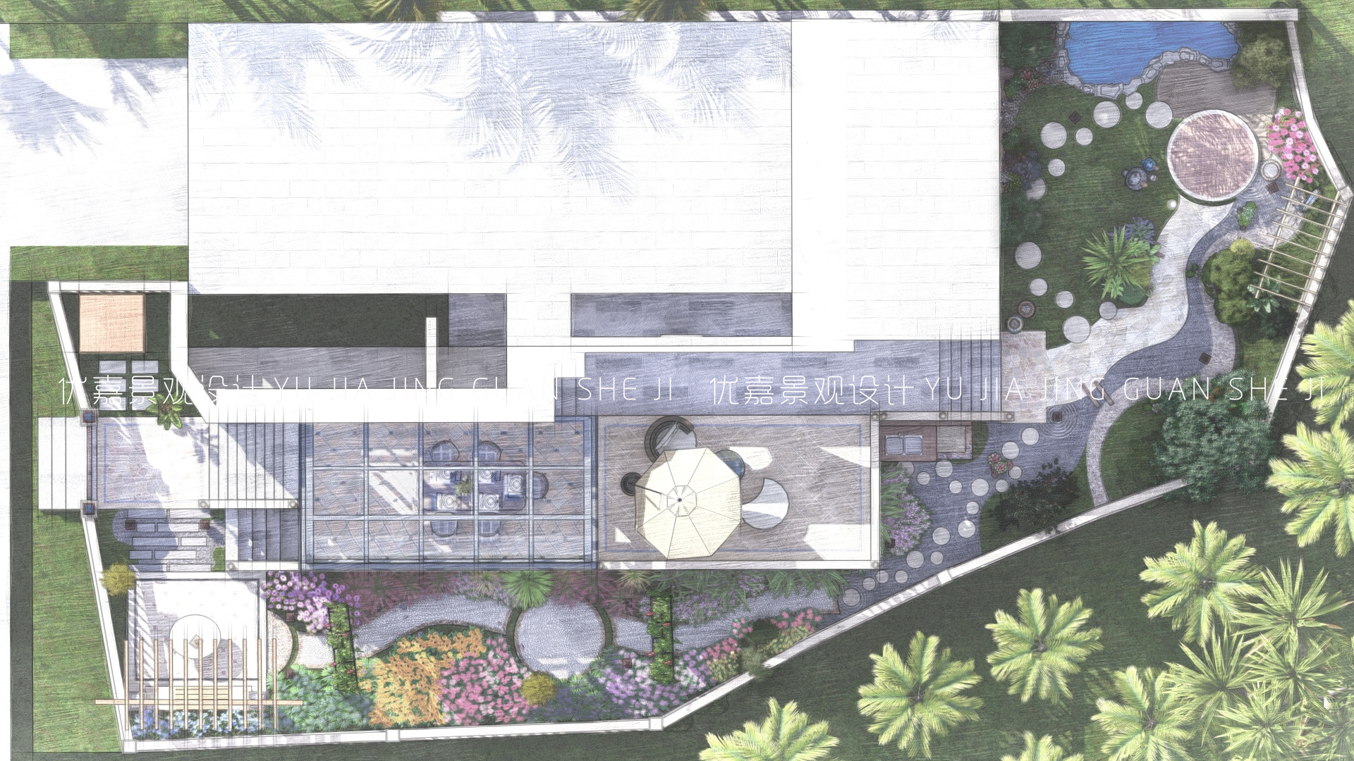 别墅室内庭院花园设计,独栋别墅庭院景观设计说明