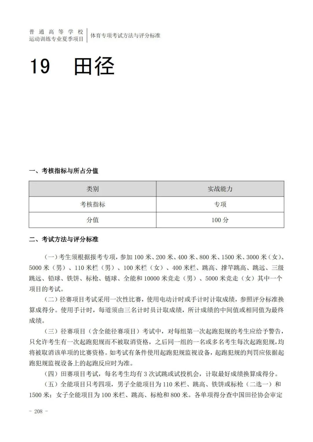 田径400米专项成绩评分对照表,云南体育高考田径专项评分标准
