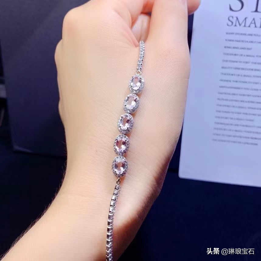 7-8mm高品质摩根石单圈手链,925银合成锆石手链星月ins小众