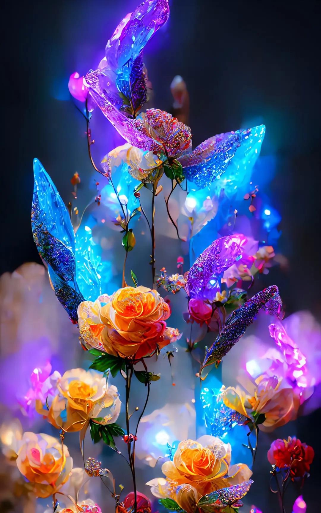 ai绘画花图文,ai绘画水晶花教程