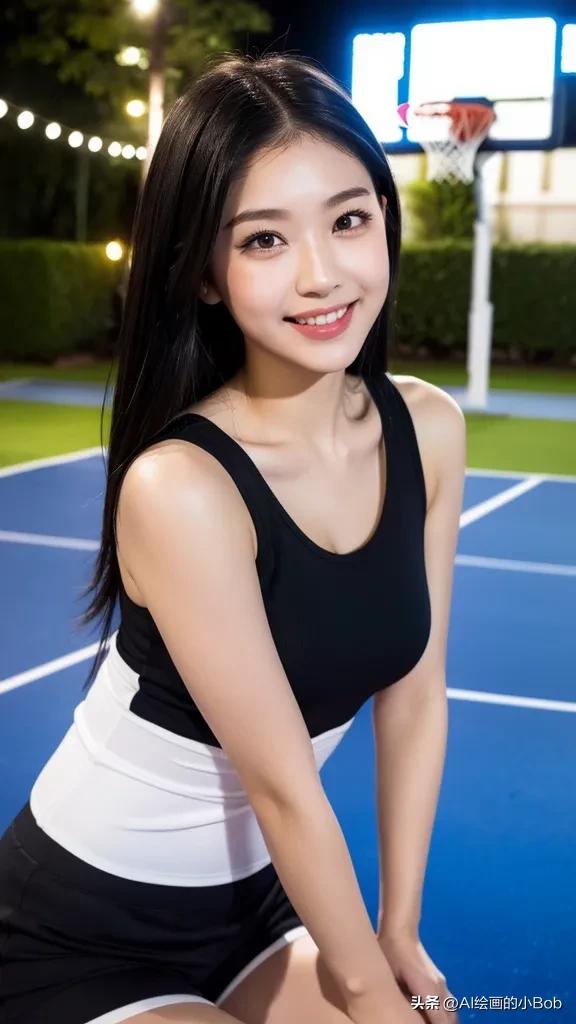 手中拿着篮球ai绘画,打篮球的男生和女生绘画教程