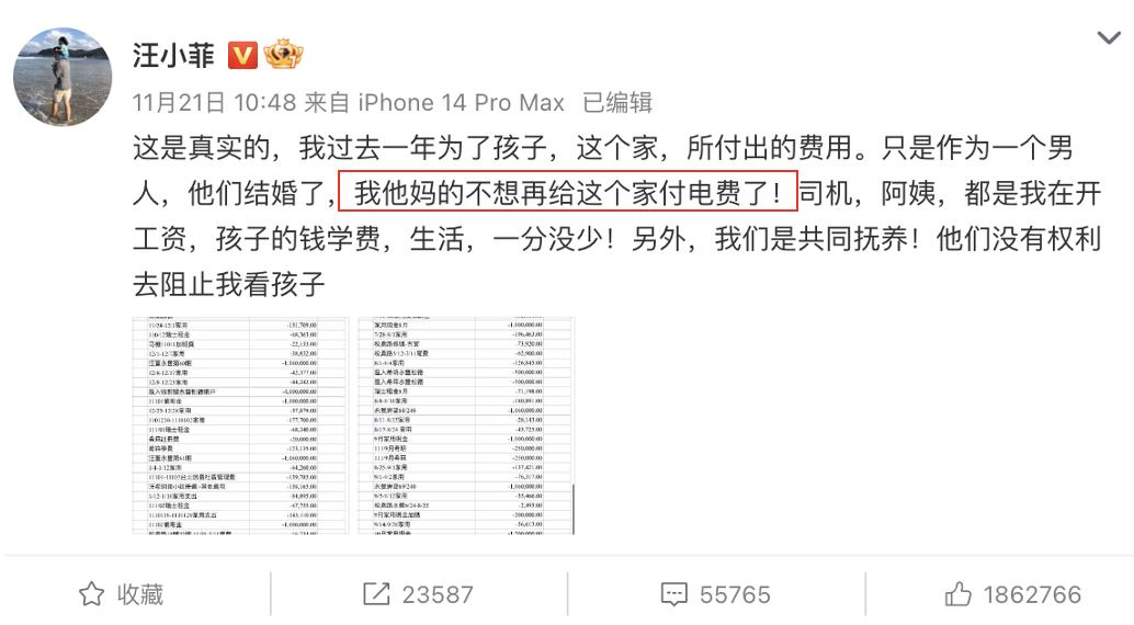 汪小菲晒账单明细多少钱,汪小菲晒出房租费用