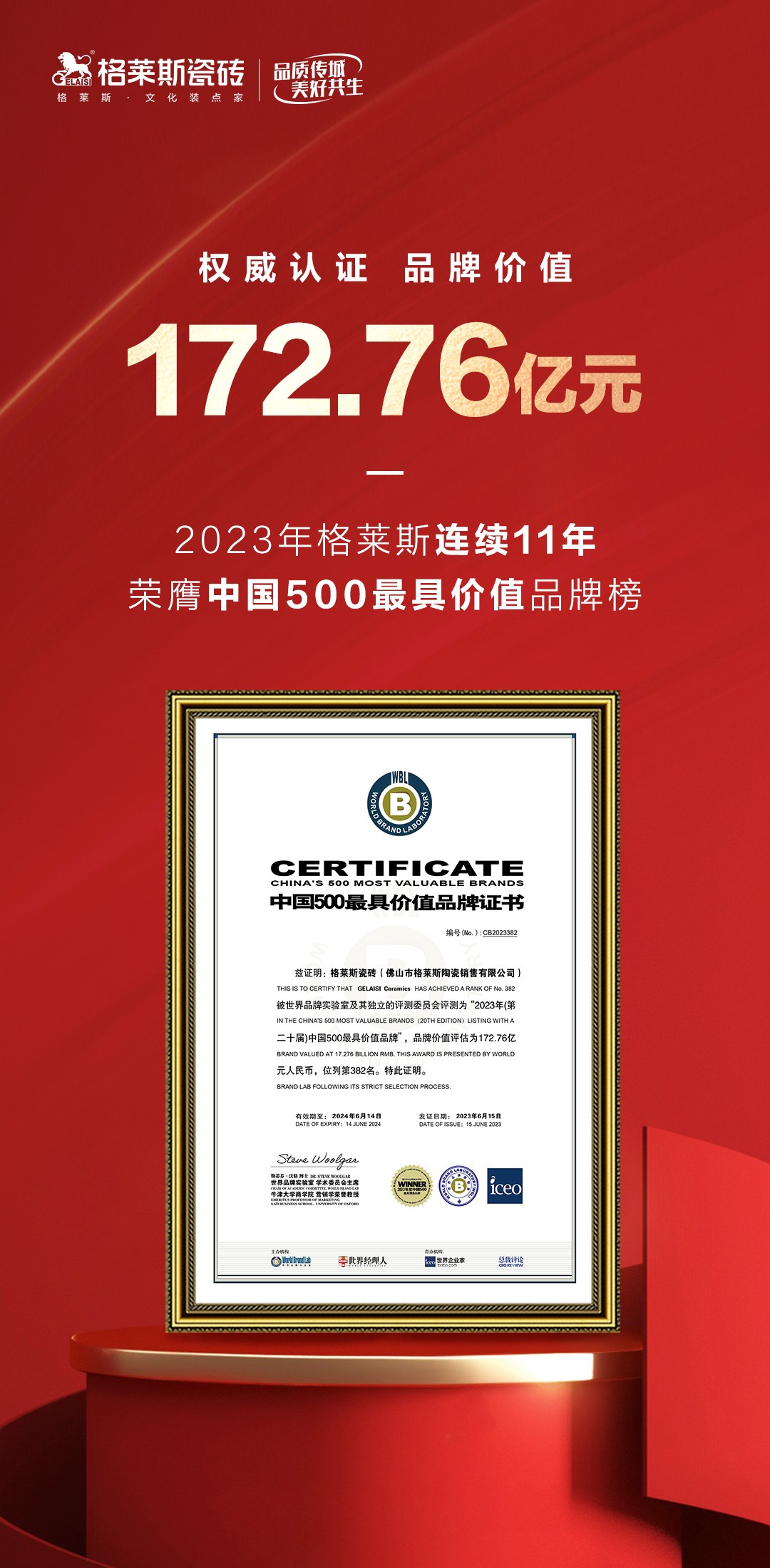 格莱斯陶瓷十大品牌,格莱斯瓷砖荣誉