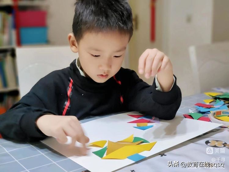 七巧板拼图美丽校园,七巧板拼贴画一年级