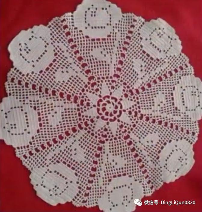 针织钩花小桌布,毛线编织钩花桌布图案