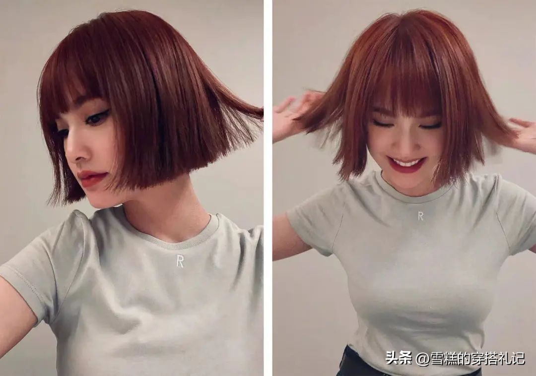 露眉露耳不过肩的发型,洋气过耳直发发型