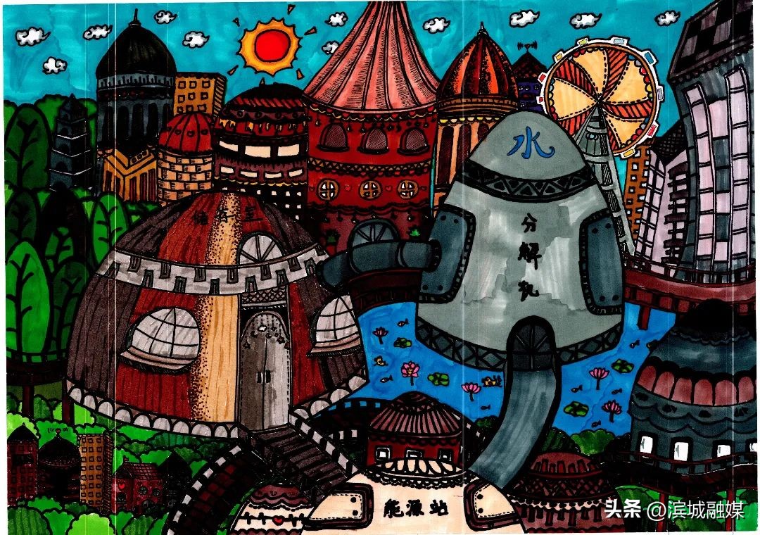 青少年科创大赛少儿绘画作品,少年科学幻想绘画大赛