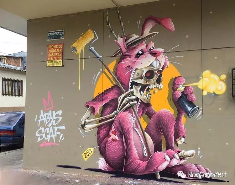 超震撼的墙绘,有视觉冲击感极简的墙绘