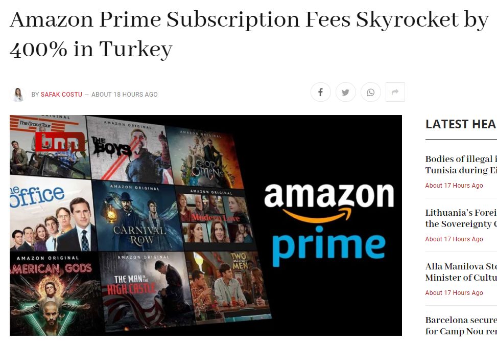 成本转移？亚马逊多个站点Prime会员费上涨！