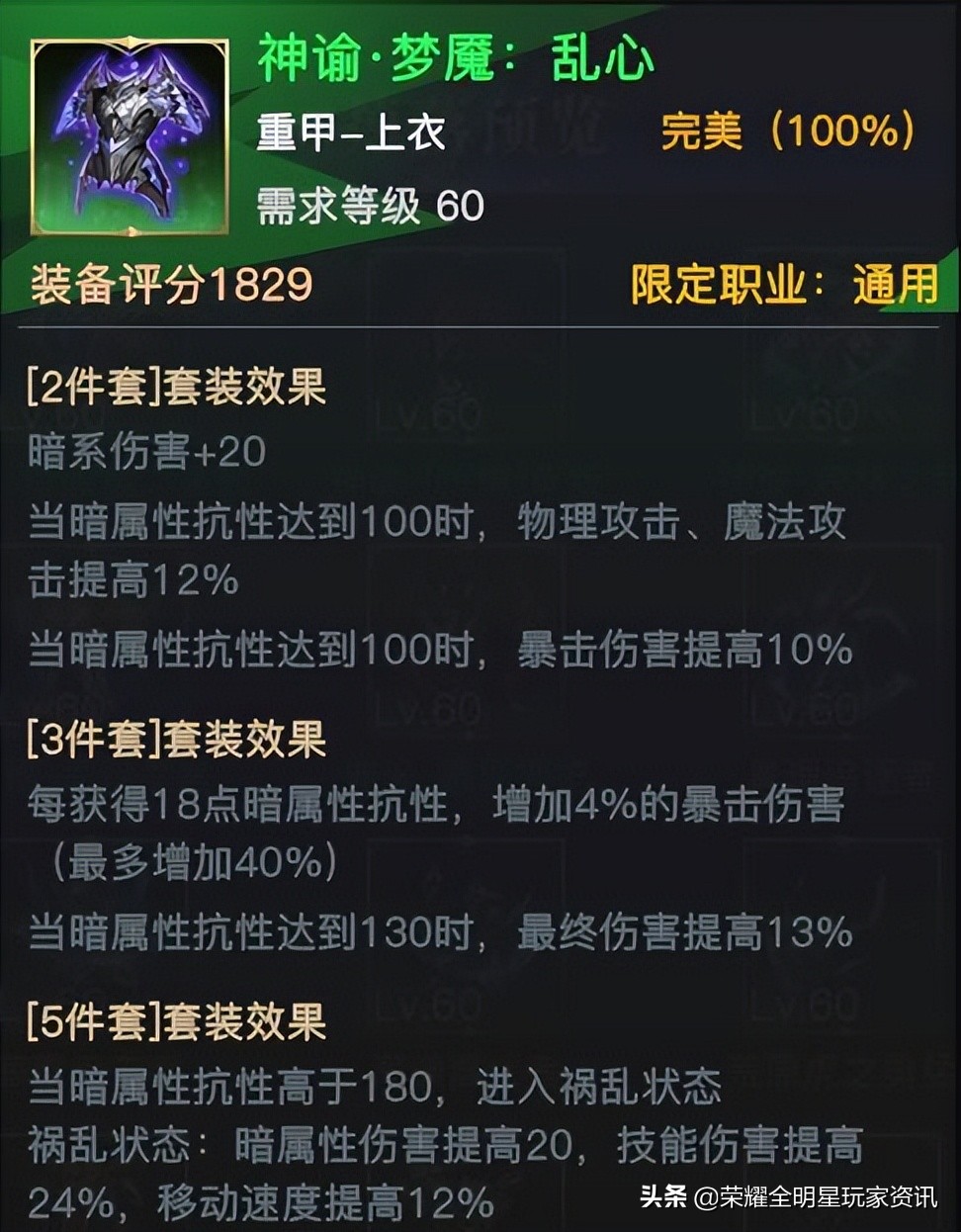 荣耀全明星红眼五件梦魇套,荣耀全明星梦魇3件套怎么堆暗防