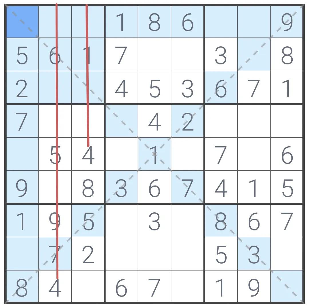 数独的对角线如何用三角排除法,六宫数独对角线排除法