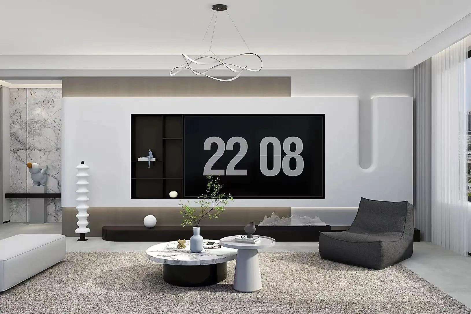 美式电视背景墙石膏线造型尺寸,岩板电视背景墙一般设计尺寸比例